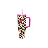 Buc-ee's Pink Leopard Print Insulated Tumbler with Handle and Straw, 40 oz 2026