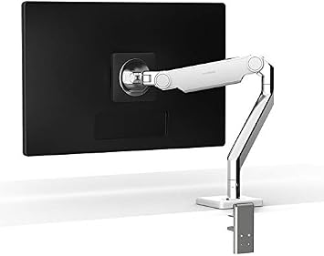 Humanscale M2.1 Adjustable Monitor Arm with Two-Piece Clamp Mount with Base - Silver M21CMSBTB