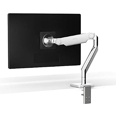 Humanscale M2.1 Adjustable Monitor Arm with Two-Piece Clamp Mount with Base - Silver M21CMSBTB