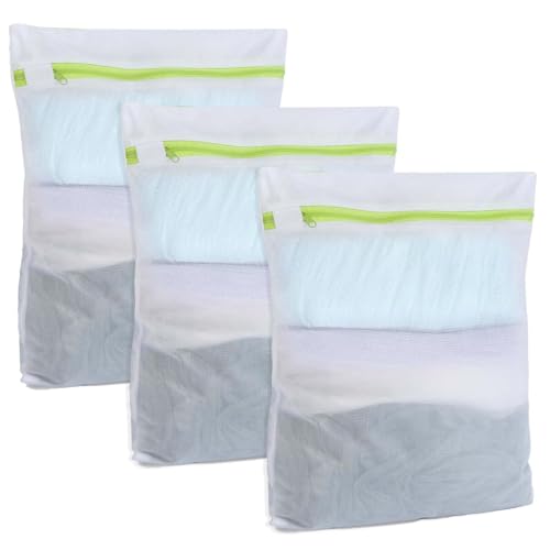 Bolsa de lavandería para lavadora, 3 unidades, pequeña bolsa de lavandería con cremallera verde, protege la ropa delicada/duradera, para ropa interior, calcetines, ropa de bebé, sujetador