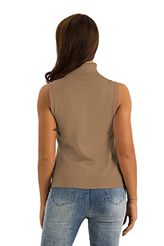 Image of Spicy Sandia Women Stretchable Turtleneck Knit Sleeveless Slim Fit Sweater