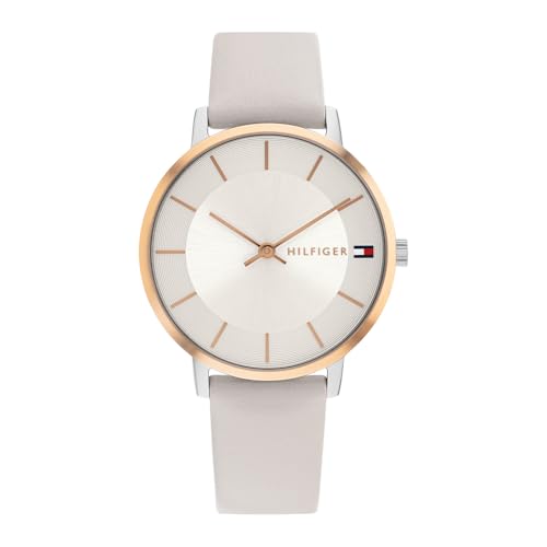 Tommy Hilfiger Montre À Mouvement Quartz Deux Aiguilles pour Femme avec Bracelet en Cuir Gris - 1782671