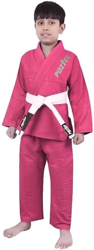 POZTEV Kids Brazilian Jiu Jitsu Gi For Kids BJJ Gi Youth Grappling Kimonos Preshrunk Lightweight Martial Arts Uniform
