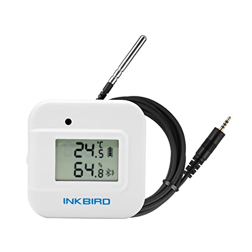 Inkbird Smart Thermometer Temperature and Humidity Monitor Hygrometer Indoor, Free APP for iOS and Android, IBS-TH2 Plus Version Supports External Temperature Probe and Digital Display
