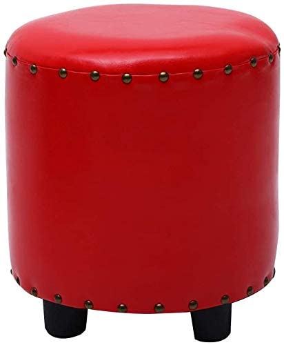 Tabouret canapé rond en cuir rouge 32x38cm pour petit espace