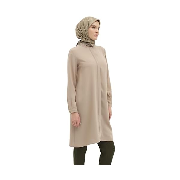 Women's Modest Long Tunic with Mandarin Collar – Luxury, Hijab-Friendly, Elegant Islamic Clothing