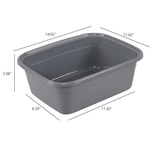 Bac à vaisselle 12 litres compact en plastique gris résistant - 3