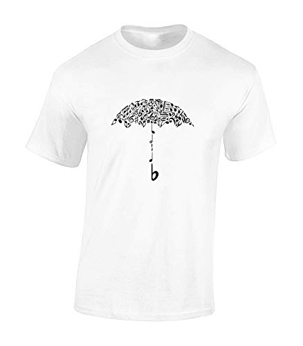 Image of Crown Designs Music Umbrella Cool Novelty Premium Quality Regular Fit T-Shirt Top for Men and Teens - White/S