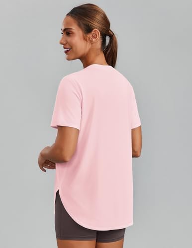 Image of PINSPARK Workout Tops for Women Short Sleeve Athletic Shirts UPF 50+ Quick Dry Running Outfits for Exercise Gym Hiking S-3XL