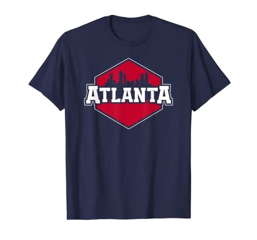 Atlanta Georgia Cityscape - Graphisme hexagonal rouge T-Shirt