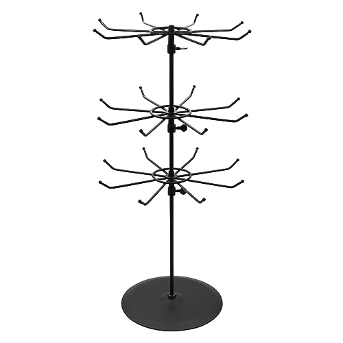 Polmart Medium Duty Tier Heights Adjustable Countertop Spinner Display Stand (Black, 3-Tier)