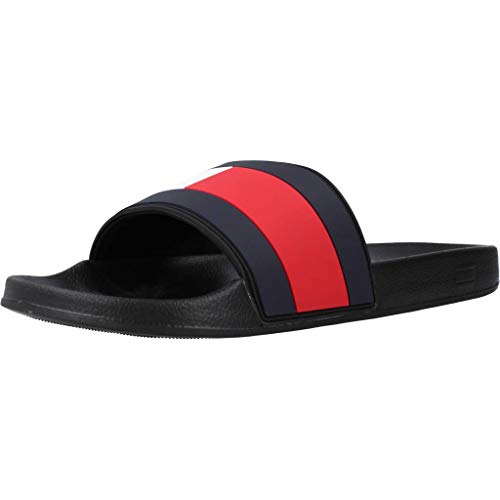 Tommy Hilfiger Essential Flag Pool Mens Slide Sandals in Black - 8 US