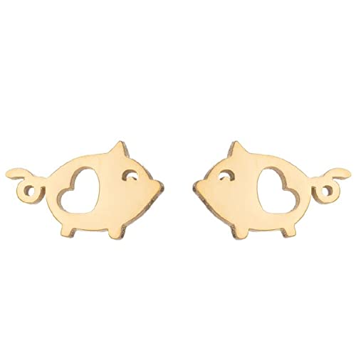 Cute Small Pig Butterfly Wolf Sheep Animal Stud Earring 4Tone