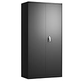 Full Metal Storage Cabinet with 4 Adjustable Shelves, Large Capacity Cabinet Organizers for Home...