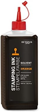 50 ml Solvent stamp ink black, waterproof, solvent-based for non-absorbent and non-porous surfaces, varnished