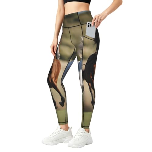 Pantalones de yoga holgados con estampado de caballos para mujer y leggings cómodos de descanso