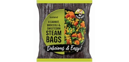 Iceland 4 Carrots, Broccoli & Sweetcorn Steam Bags 640g