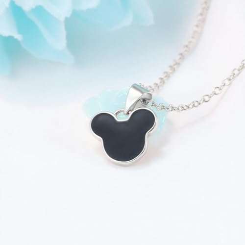 S925 Sterling Silver Sweet Mouse Necklace for Women Black Dropper Cute Mouse Lucky Princess Animal Jewelry Gifts for Wife Daughter Anniversary Romantic Birthday Gifts3