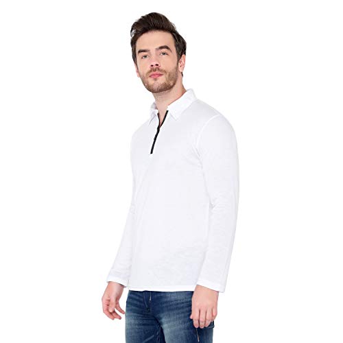 Image of Men's Cotton Blend Full Sleeve Zip Neck Polo T-Shirt (Pack of 1)