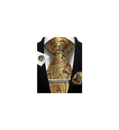 Image of Paisley Floral Mens Tie Formal Necktie Pocket Squares Ties Clips Cufflinks Classic for Men Set