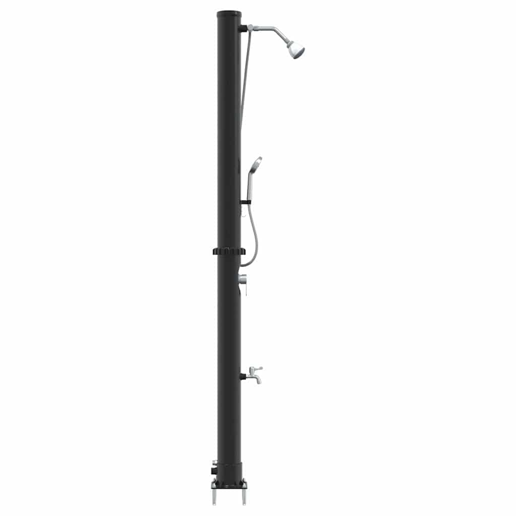 Ducha solar exterior negra de 217 cm PVC y aluminio, ducha solar de jardín con cabezal ajustable, resistente a los rayos UV, ideal para piscinas, jacuzzi, piscina de jardín