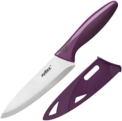 Zyliss Utility Paring Kitchen Knife with Sheath Cover - Stainless Steel Kitchen Knife Perfect for Cutting Meat, Vegetables and Fruit - 5.5-Inch, Purple