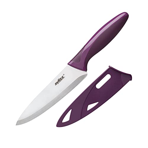 Zyliss Utility Knife with Sheath Cover – Precision Knife for Cutting & Slicing – Paring Knife for Meat, Fruits & Vegetables – Culinary Kitchen Knife – 5.5″ Carbon Stainless Steel Blade – Purple