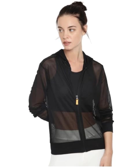talitha fashion Stylish Black Sheer Mesh Jacket for Women – Trendy, Lightweight, and Breathable Full Sleeve Zip-Up Hoodie – Perfect for Casual, Gym, and Outdoor Wear-picture-36
