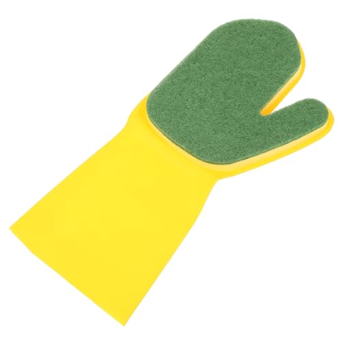 Gogogmee Reusable Household Cleaning Gloves Multi-purpose Kitchen Dishwashing Gloves for Efficient Washing of Plates and Dishes Eco-friendly Latex Material Right Hand Yellow Green