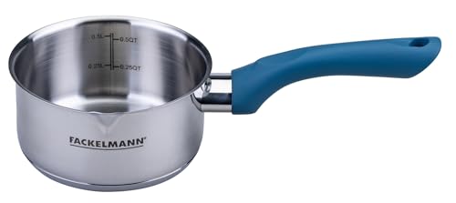Fackelmann Casserole Essential Ø 12 cm en acier inoxydable avec poignée ergonomique en bakélite, résistante à la chaleur et inoxydable pour tous les types de cuisinières