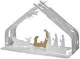 Alessi Bark Crib BM09 W - Presepe di Design in Resina e Acciaio Inossidabile con Particolari Dorati, Bianco