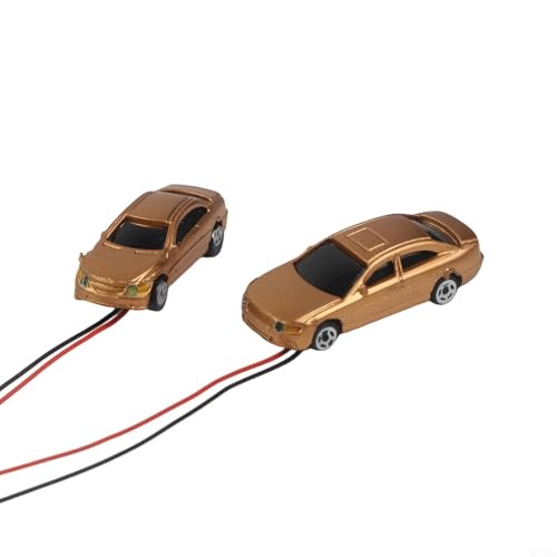 20 unidades de coches modelo iluminados a escala N para modelos de ferrocarril, vehículos de paisaje de tren de plástico de 12 V con colores aleatorios