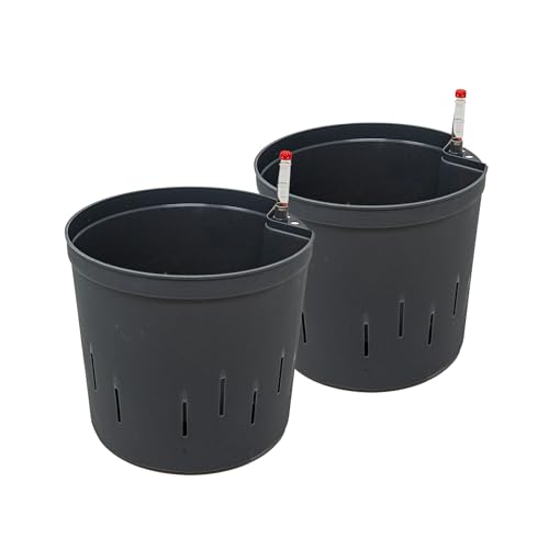 Leni Kulturtopf für Hydrokultur-Systeme Set mit Wasserstandsanzeiger | Größen zur Wahl 5-32 cm rund | Langlebiger Kunststoff (2er-Pack, Ø: 22cm | H: 19cm)
