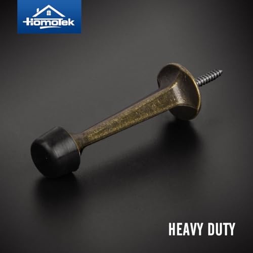 HOMOTEK 8 Pack Heavy Duty Solid Rigid Door Stop with Soft Rubber Tip, Zinc Die Cast Door Stopper Protect Wall & Door,Antique Brass