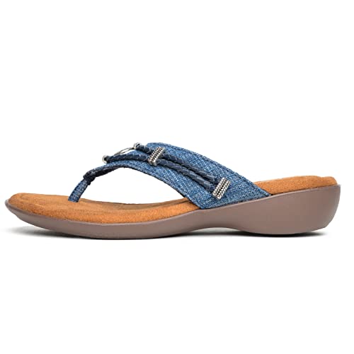 Minnetonka Women's Silverthorne 360 Sandal, Blue Denim, 8 M