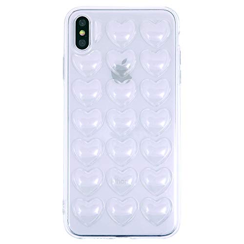 DMaos Funda para iPhone Xr para mujer, funda de gel kawaii con corazón de burbujas 3D, linda chica para iPhone 10r de 6.1 pulgadas, transparente