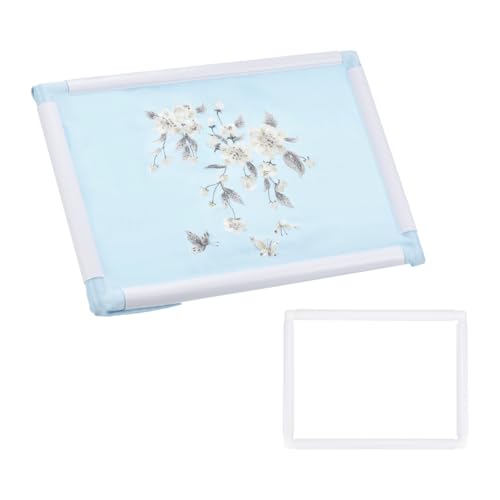 Aros de bordado PATIKIL con clip universal de plástico blanco para costura de 11x15 pulgadas