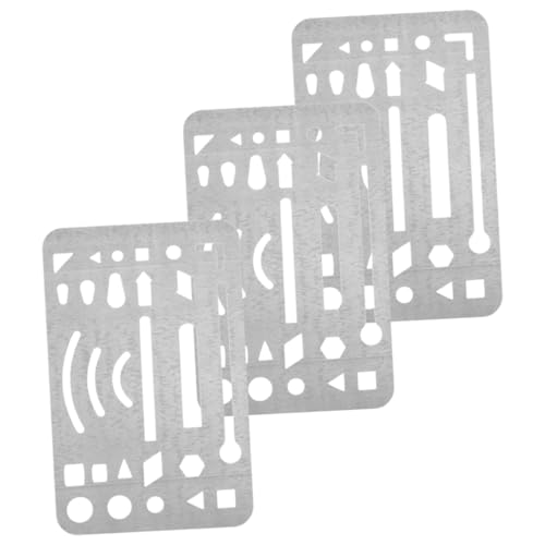 ERINGOGO 3pcs Stainless Steel Wipe Pictures Drawing Drafting Portable Erasing Shield Eraser Shield Stainless Erasing Shield Sketch Remover Erasers Erasing Shield for Crafts Silver