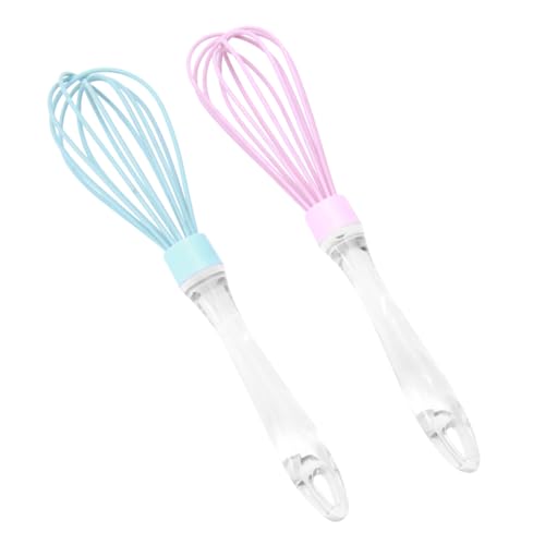 Gatuida 2個 シリコン製手持ち泡立て器 ブルー ピンク 滑り止めグリップ付 食品グレード素材使用 軽量で耐久性あり キッチンで卵 再利用可能
