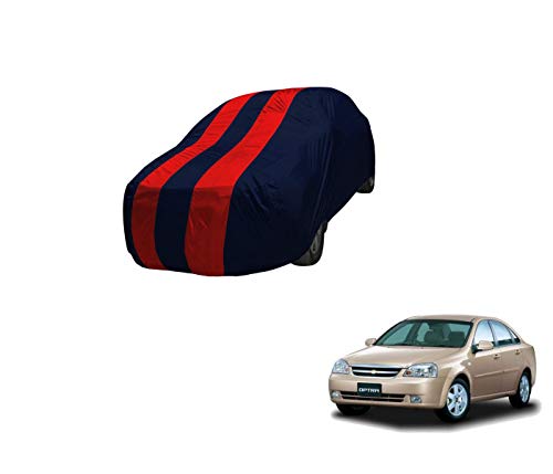 Image of Auto Hub Car Cover Compatible with Chevrolet Optra with Mirror Pocket,Triple Stitched, Weather Proof, Optra Car Cover- Navy-Red