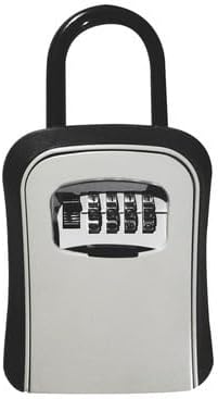 4 Digit Combination Key Storage Box Waterproof Outdoor Hidden Safe Removable Shackle Ideal for Spare House Keys Lockbox for Cabinets Portable Security Solution (Grey)