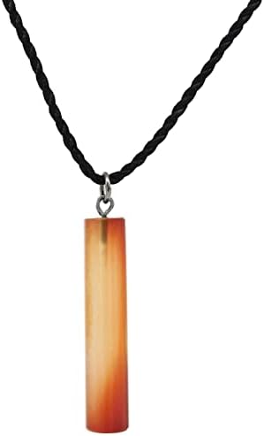 Gempires Natural Orange Onyx Bar Pendant, Long Pendant Necklace, Gemstone Jewellery, Crystal Necklace for Teenager, 18 + 2 Inch Adjustable Black Rhodium Plated Chain and Nylon Cord