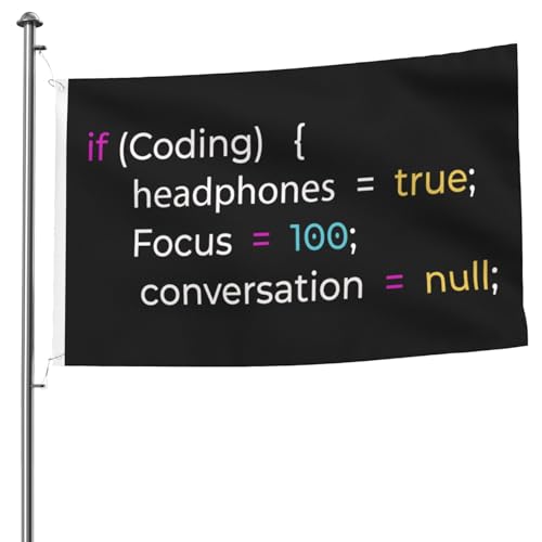 Software Developer If Coding Headphones True Focus 100 Conversation Null Flags for Outside 5x8 Ft Double Sided Heavy Duty Flag Polyester Yard Outdoor Decoration Family Gathering Welcome Banner 5by8