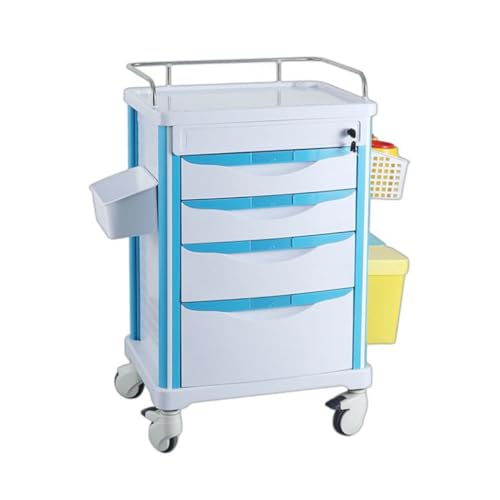 Carrello di rotolamento con ruote e cassetti, Carrello mobile ABS per & Clinica, Soluzione di stoccaggio infermieristico,,