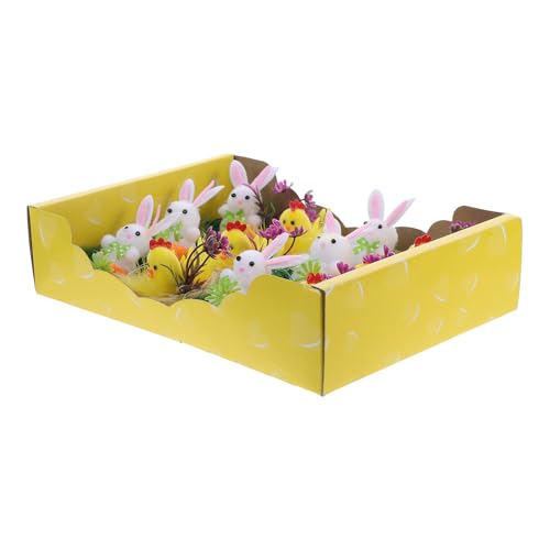 SUPVOX 12 Pezzi Mini Pulcini e Coniglietti di Peluche Soffici, Decorazioni Pasquali per Riempitivi di Cestini e Ornamenti da Giardino, Figure di Animali da Gioco