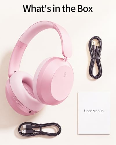 Image of Wentronic Y05 Wireless Bluetooth Headphone, Noise Cancelling, Pink | Wireless Over-Ear Headphones, Hi-Res Audio, 48H Playtime, Built-in Mic, Comfort & Connectivity, Works with iOS, Android & PC