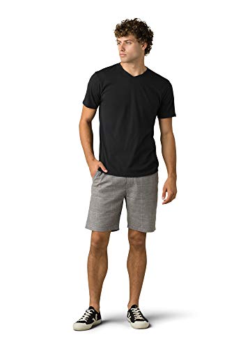 prAna Short masculino com sulco, xadrez de cascalho, 91 cm L x 21 cm C