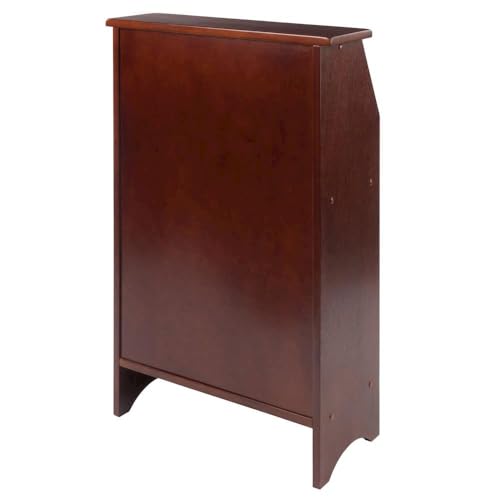 Furnifact Walnut Secretary Desk – Compact Roll Top Desk with Hutch and Storage – Classic Hidden Desk for Small Spaces and