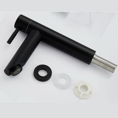 Torneira Bancada Preto Fosco para Banheiro Lavabo Lavatorio Água Fria 1/4 Volta Médio em Aço Inox 30