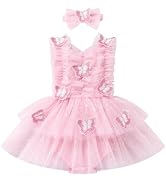 Baby Girl Butterfly Romper Dress Toddler Sparkly 1st Birthday Cake Smash Outfits Infant Baptism F...